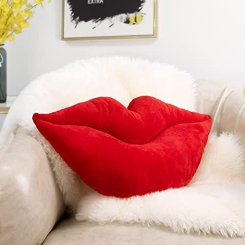 3D Lips Pillow, 24 x 12 in, Red