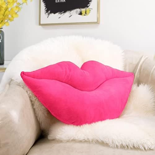 3D Lips Pillow, 24 x 13 in, Hot Pink