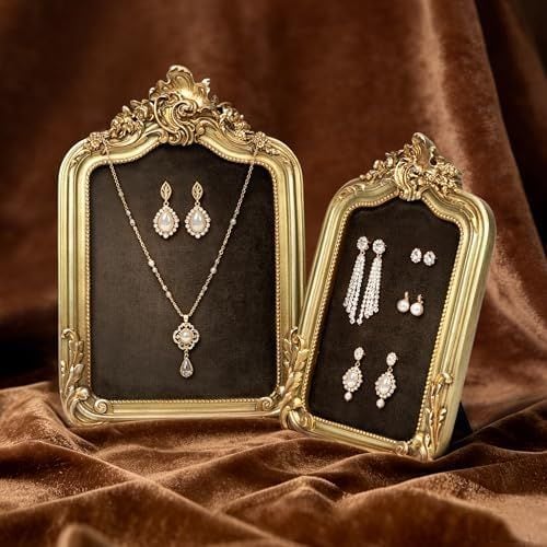 Baroque Jewelry Display Frames, Set of 2, Antique Gold