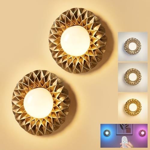 Battery Wall Sconces, Set of 2, Vintage Gold