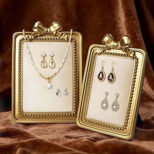 Bow Jewelry Display Frames, Set of 2, Vintage Gold
