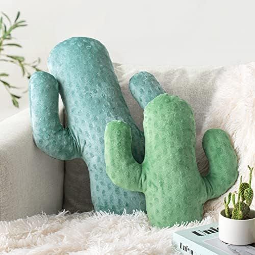 Cactus Pillows, Set of 2, Blue Green & Sage Green