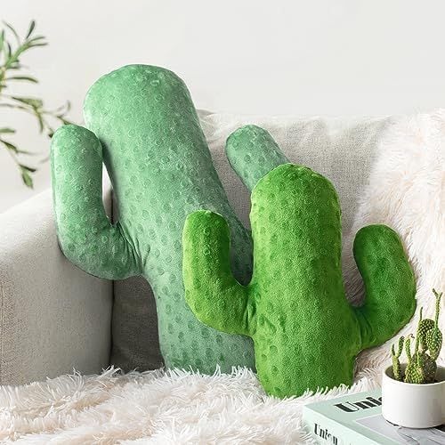 Cactus Pillows, Set of 2, Sage Green & Grass Green