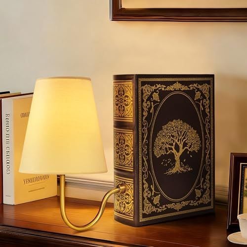 Cordless Bookshelf Lamp, Tree of Life Brown & Gold