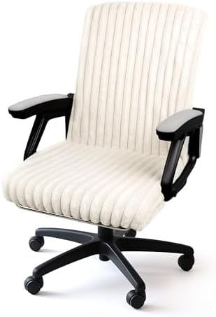 Faux Fur Office Chair Cover, Beige