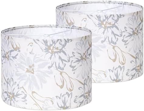 Floral Drum Lampshades, Set of 2, 13 x 13 x 10 in