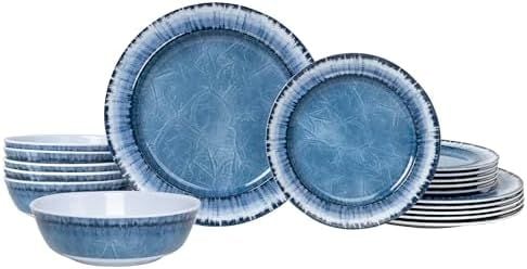 Melamine Dinnerware Set, 18 Pieces, Navy