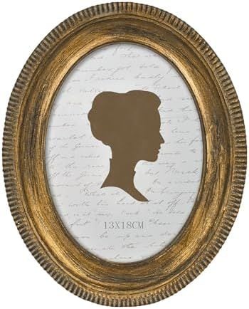 Ridged Oval Picture Frame, 5 x 7 in, Distressed Bronze