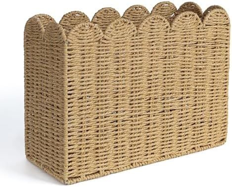 Scalloped Woven Magazine Rack, Natural