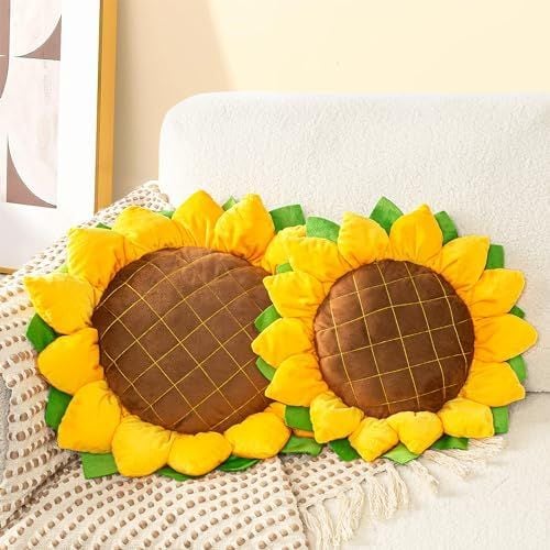 Sunflower Pillows, Set of 2, Yellow