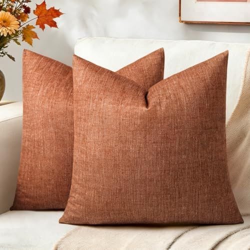 Textured Pillow Covers, 16 x 16 in, Set of 2, Rust