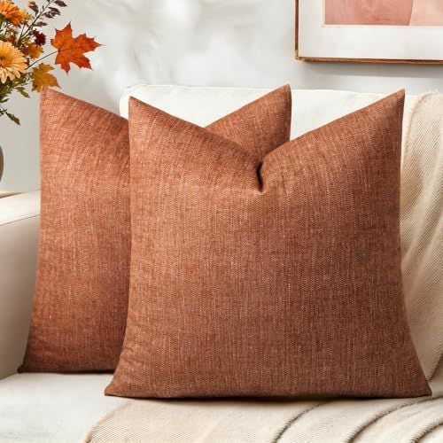Textured Pillow Covers, 18 x 18 in, Set of 2, Rust