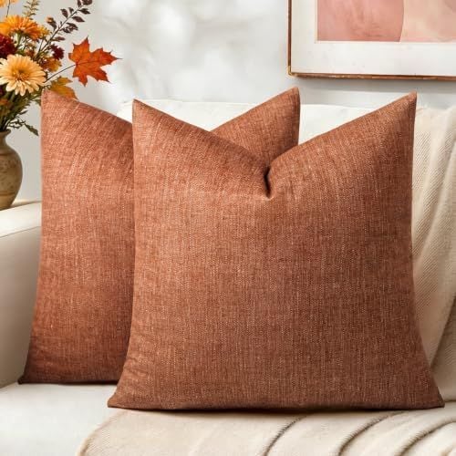 Textured Pillow Covers, 20 x 20 in, Set of 2, Rust
