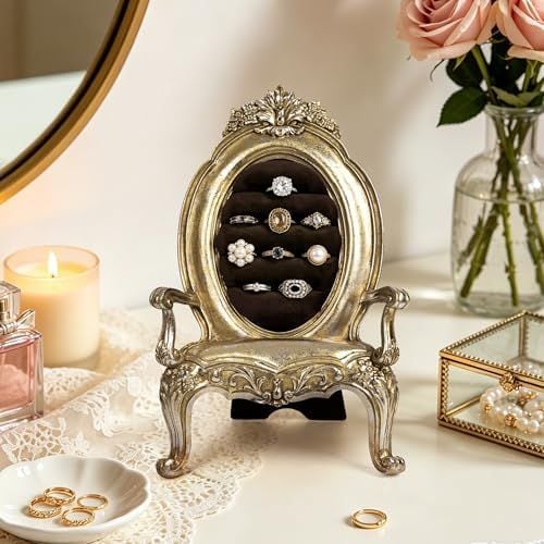 Throne-Style Ring Display Frame, Antique Gold
