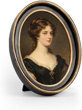 Vintage Oval Picture Frame, 5 x 7 in, Black with Gold Trim