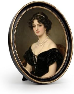 Vintage Oval Picture Frame, 8 x 10 in, Black with Gold Trim