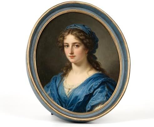 Vintage Oval Picture Frame, 8 x 10 in, Blue with Gold Trim