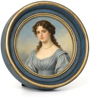 Vintage Picture Frame, 4 x 4 in, Blue with Gold Trim