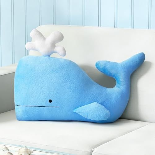 Whale Pillow, 16.5 in, Sky Blue