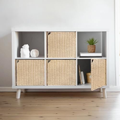 Woven Cube Shelf Doors, 13 in, Set of 4, Beige